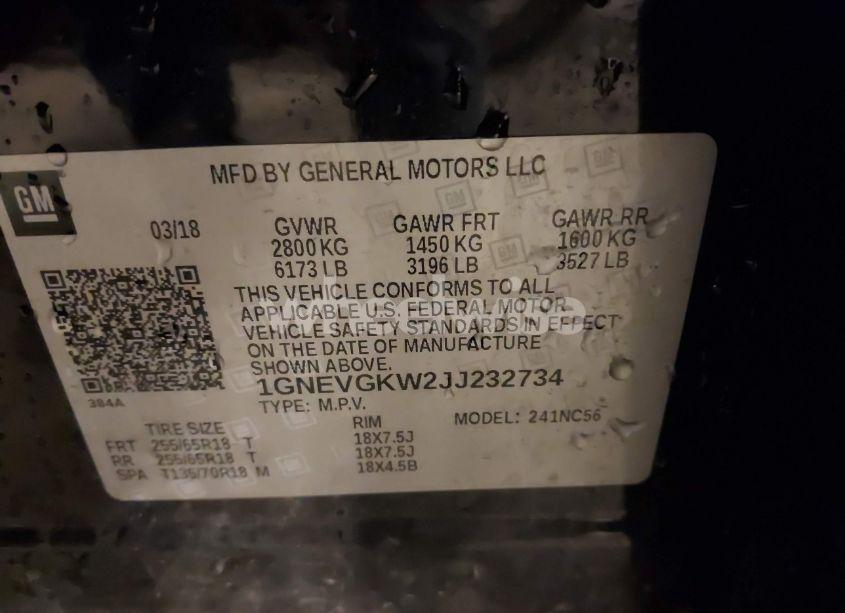 Photo 9 of 2018 Chevrolet Traverse 1LT (VIN 1GNEVGKW2JJ232734)