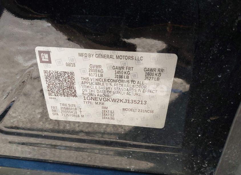 Photo 9 of 2019 Chevrolet Traverse 1LT (VIN 1GNEVGKW2KJ135213)