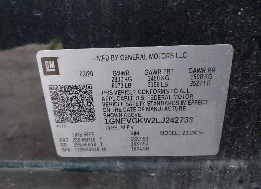 Photo 9 of 2020 Chevrolet Traverse AWD LT CLOTH (VIN 1GNEVGKW2LJ242733)