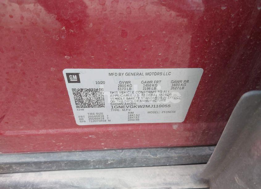 Photo 9 of 2021 Chevrolet Traverse AWD LT CLOTH (VIN 1GNEVGKW2MJ110055)