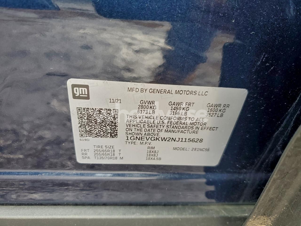 Photo 13 of 2022 CHEVROLET TRAVERSE LT (VIN 1GNEVGKW2NJ115628)