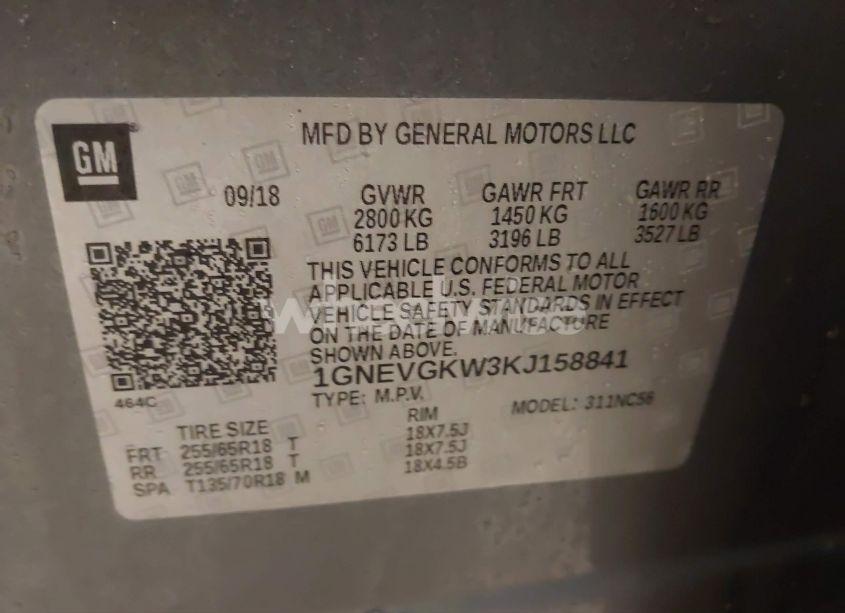 Photo 9 of 2019 Chevrolet Traverse 1LT (VIN 1GNEVGKW3KJ158841)