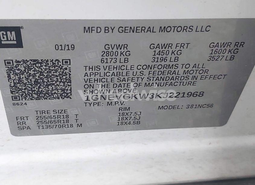 Photo 9 of 2019 Chevrolet Traverse 1LT (VIN 1GNEVGKW3KJ221968)