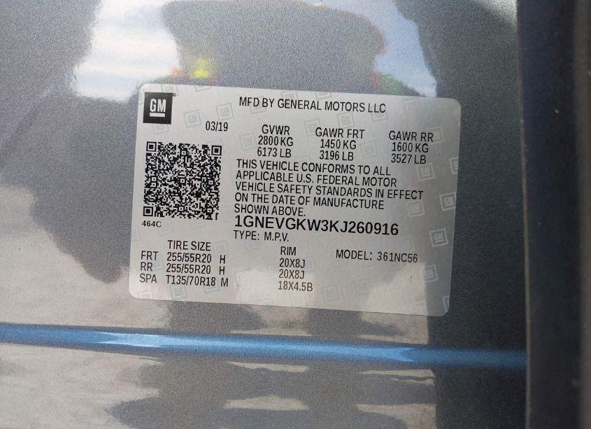 Photo 9 of 2019 Chevrolet Traverse 1LT (VIN 1GNEVGKW3KJ260916)