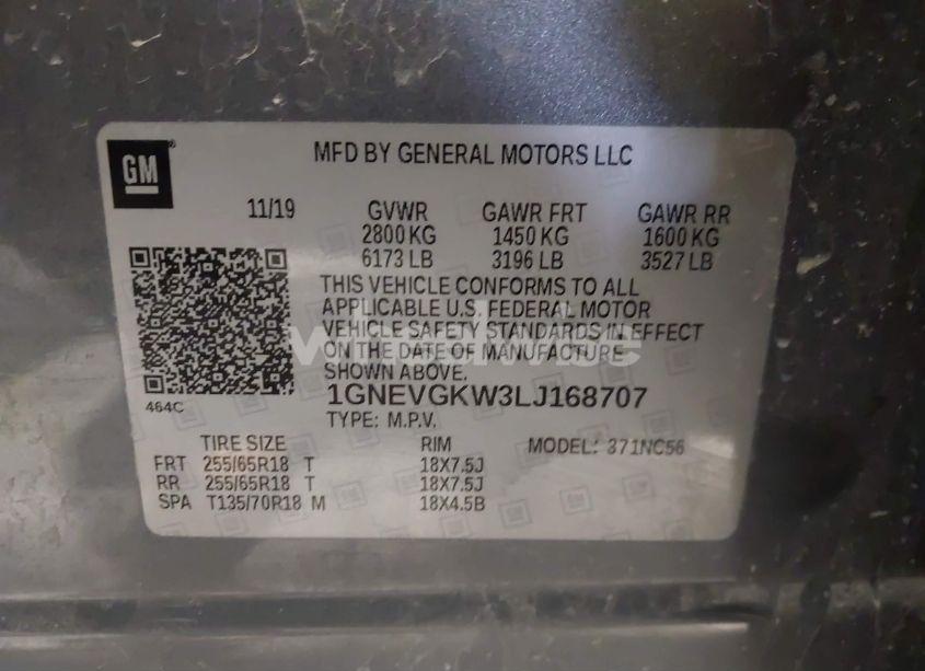 Photo 9 of 2020 Chevrolet Traverse AWD LT CLOTH (VIN 1GNEVGKW3LJ168707)