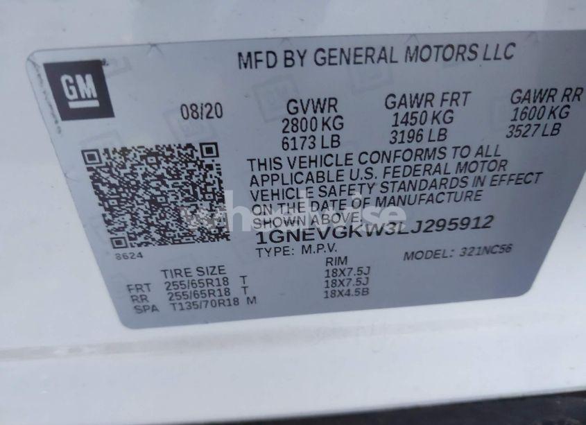 Photo 9 of 2020 Chevrolet Traverse AWD LT CLOTH (VIN 1GNEVGKW3LJ295912)