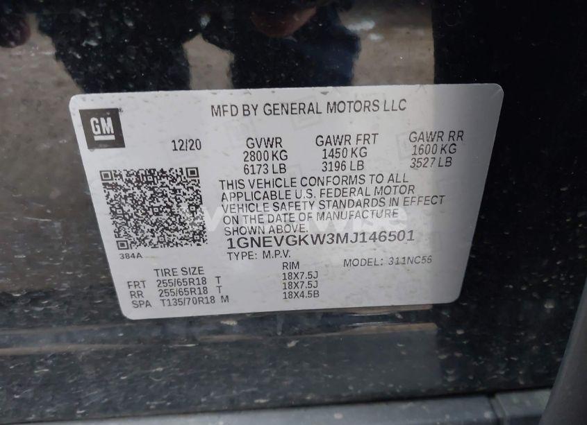 Photo 9 of 2021 Chevrolet Traverse AWD LT CLOTH (VIN 1GNEVGKW3MJ146501)