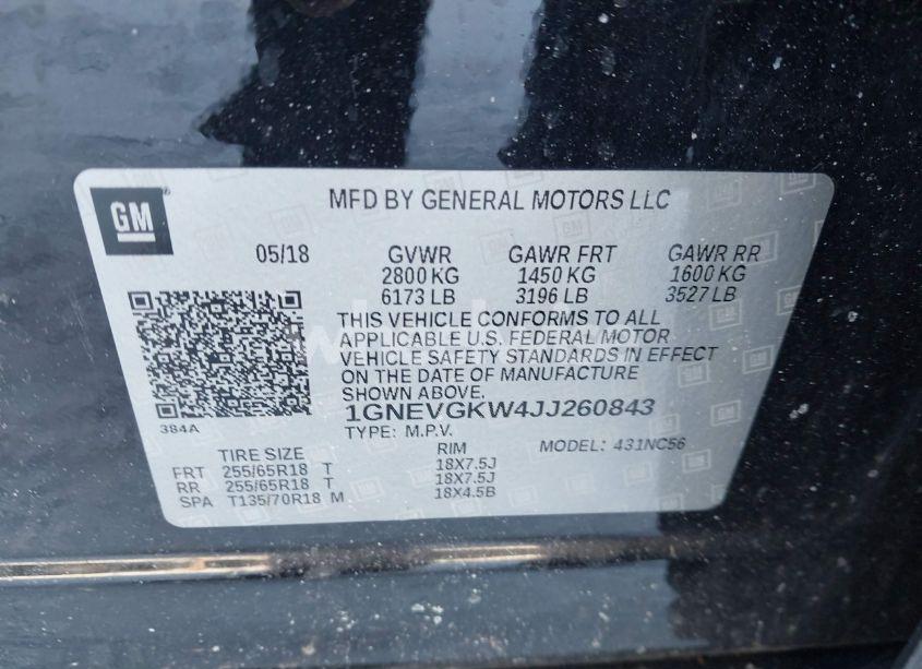 Photo 9 of 2018 Chevrolet Traverse 1LT (VIN 1GNEVGKW4JJ260843)