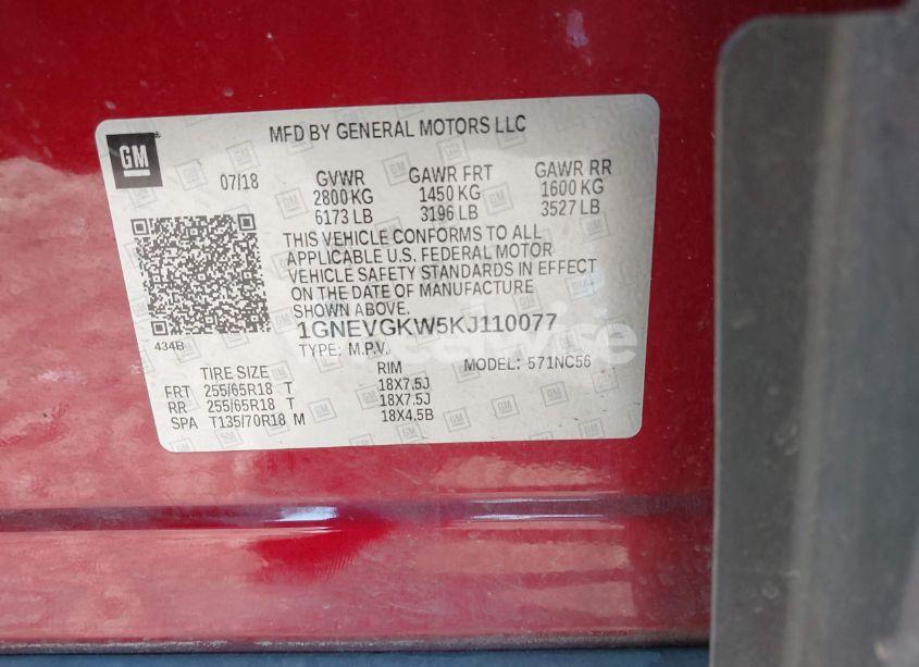 Photo 9 of 2019 Chevrolet Traverse 1LT (VIN 1GNEVGKW5KJ110077)