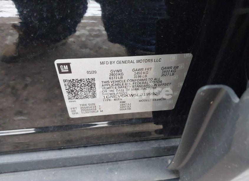 Photo 9 of 2020 Chevrolet Traverse AWD LT CLOTH (VIN 1GNEVGKW5LJ199926)