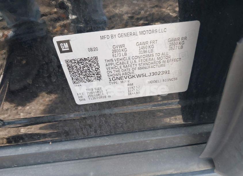 Photo 9 of 2020 Chevrolet Traverse AWD LT CLOTH (VIN 1GNEVGKW5LJ302391)