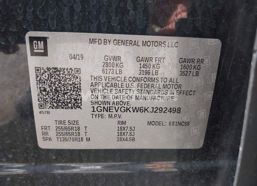 Photo 9 of 2019 Chevrolet Traverse 1LT (VIN 1GNEVGKW6KJ292498)