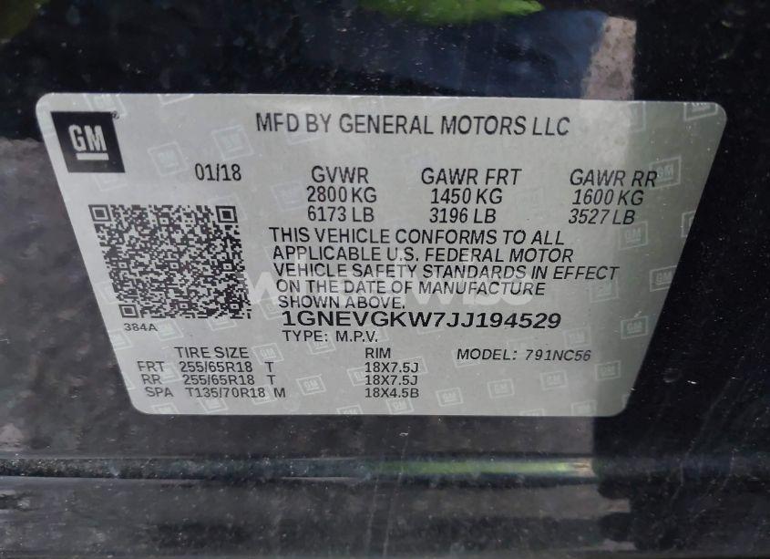 Photo 9 of 2018 Chevrolet Traverse 1LT (VIN 1GNEVGKW7JJ194529)