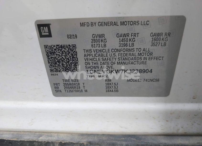 Photo 9 of 2019 Chevrolet Traverse 1LT (VIN 1GNEVGKW7KJ238904)