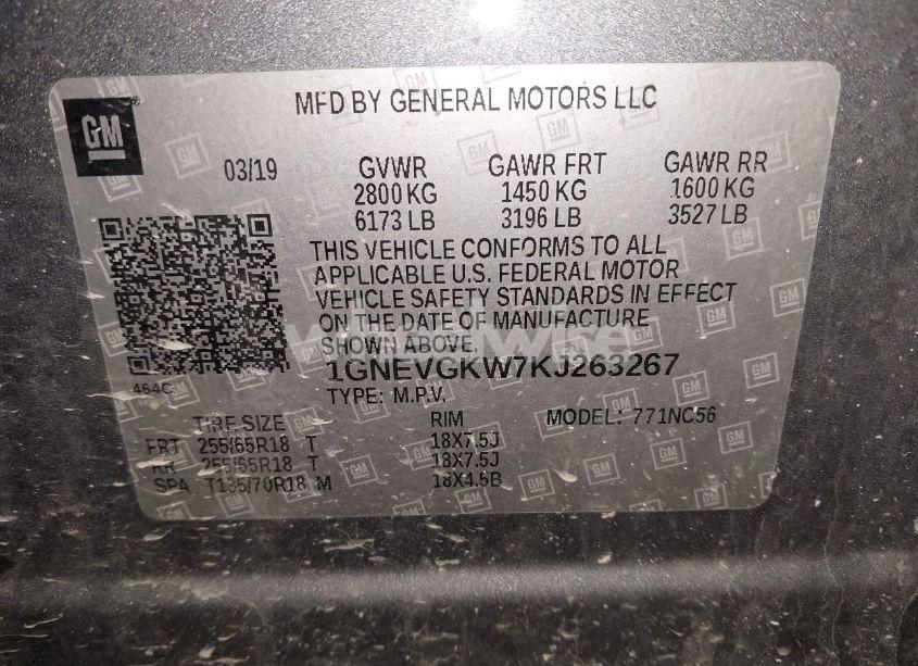 Photo 9 of 2019 Chevrolet Traverse 1LT (VIN 1GNEVGKW7KJ263267)