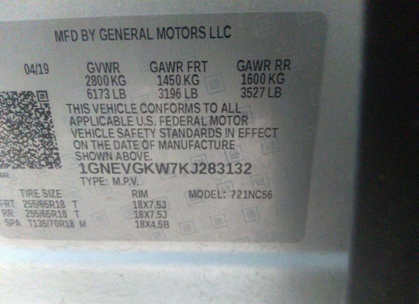 Photo 9 of 2019 Chevrolet Traverse 1LT (VIN 1GNEVGKW7KJ283132)