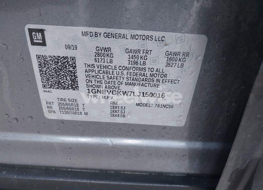 Photo 9 of 2020 Chevrolet Traverse AWD LT CLOTH (VIN 1GNEVGKW7LJ150016)