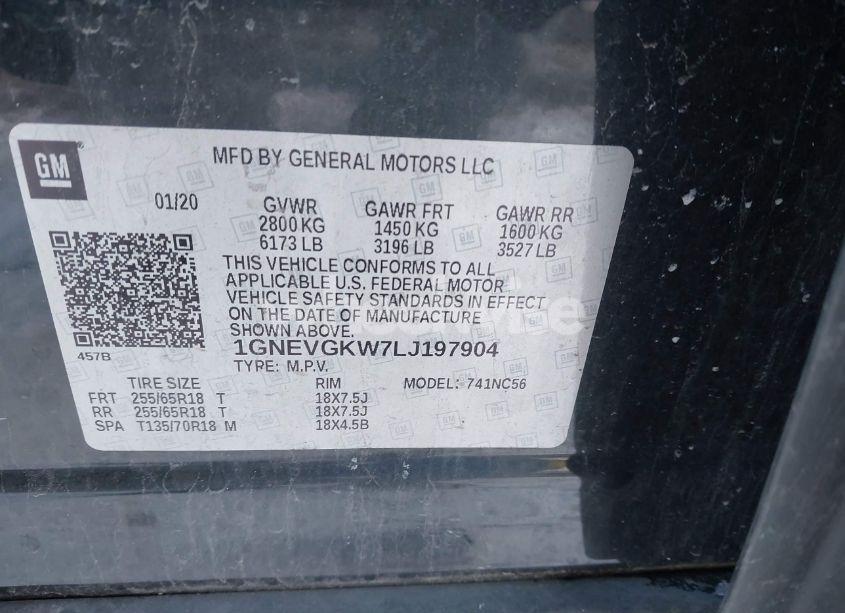 Photo 9 of 2020 Chevrolet Traverse AWD LT CLOTH (VIN 1GNEVGKW7LJ197904)