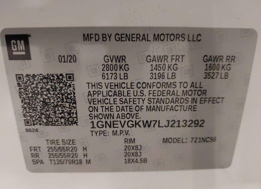 Photo 9 of 2020 Chevrolet Traverse AWD LT CLOTH (VIN 1GNEVGKW7LJ213292)