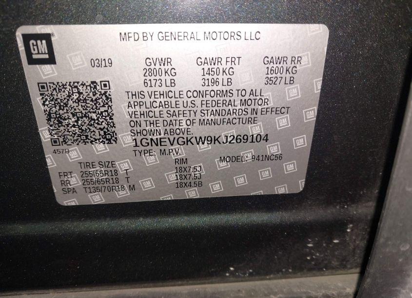 Photo 9 of 2019 Chevrolet Traverse 1LT (VIN 1GNEVGKW9KJ269104)