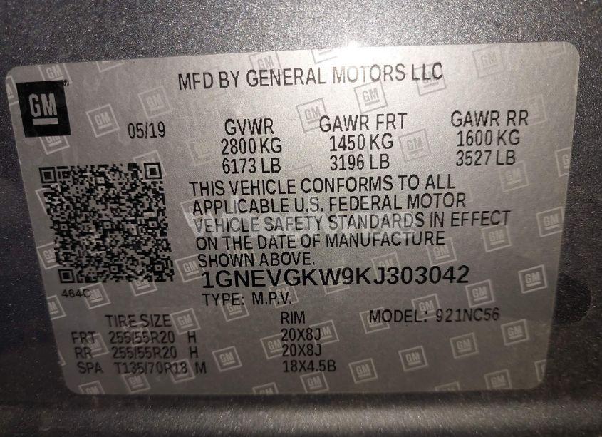 Photo 9 of 2019 Chevrolet Traverse 1LT (VIN 1GNEVGKW9KJ303042)