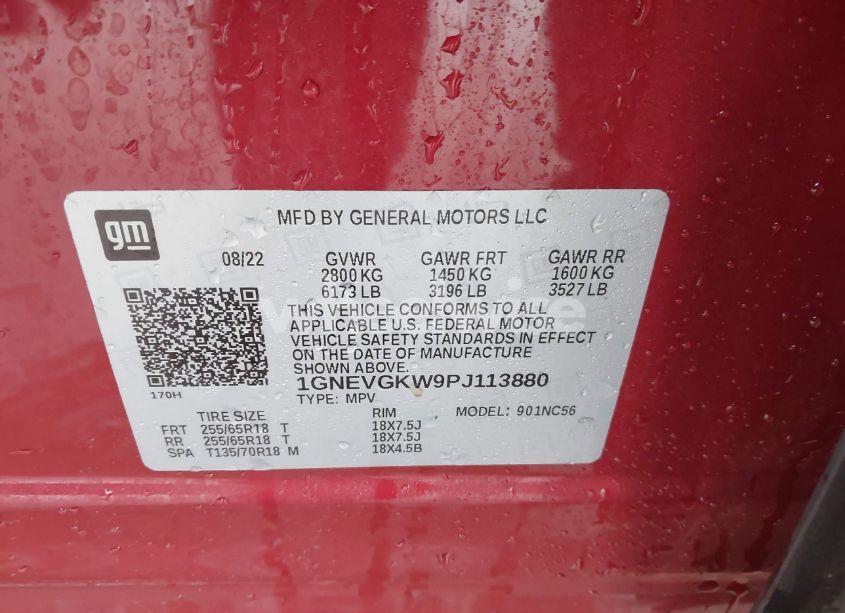 Photo 9 of 2023 Chevrolet Traverse AWD LT CLOTH (VIN 1GNEVGKW9PJ113880)