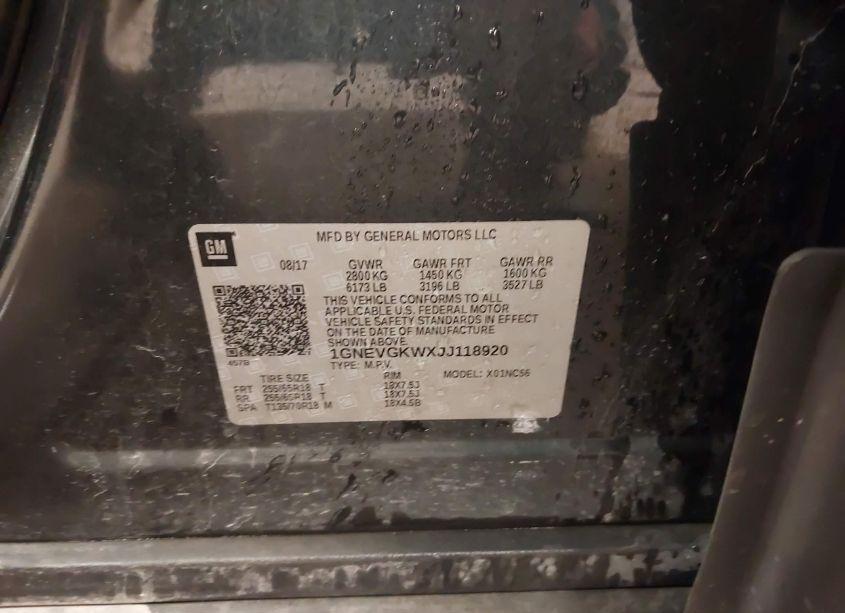 Photo 9 of 2018 Chevrolet Traverse 1LT (VIN 1GNEVGKWXJJ118920)