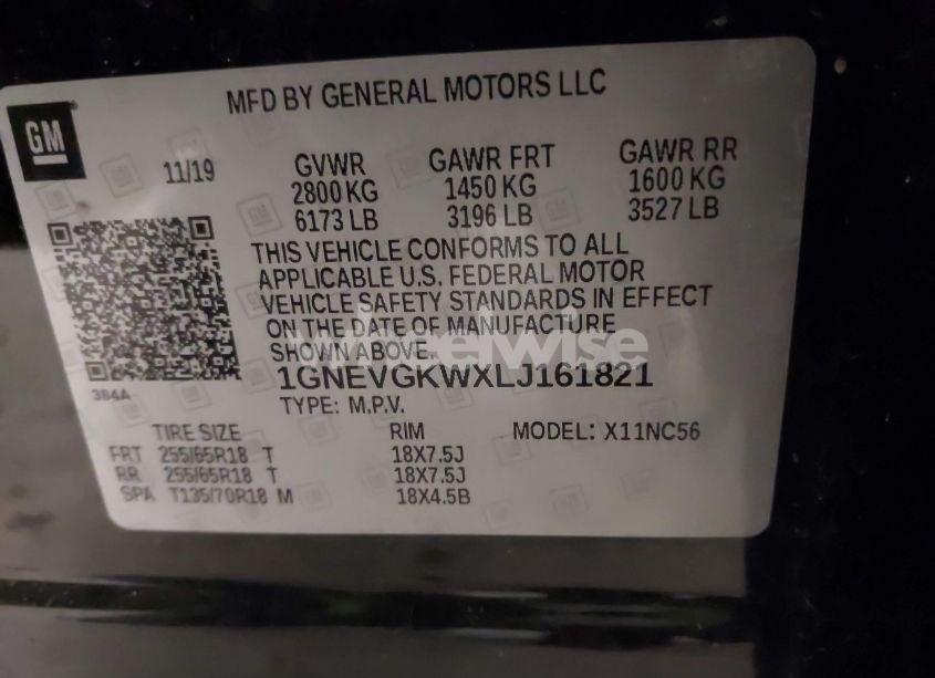 Photo 9 of 2020 Chevrolet Traverse AWD LT CLOTH (VIN 1GNEVGKWXLJ161821)