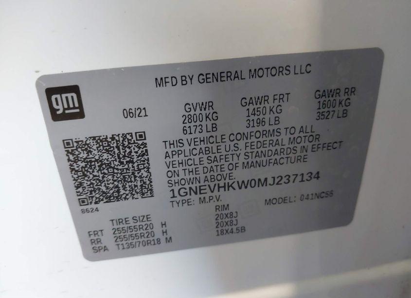 Photo 9 of 2021 Chevrolet Traverse AWD LT LEATHER (VIN 1GNEVHKW0MJ237134)