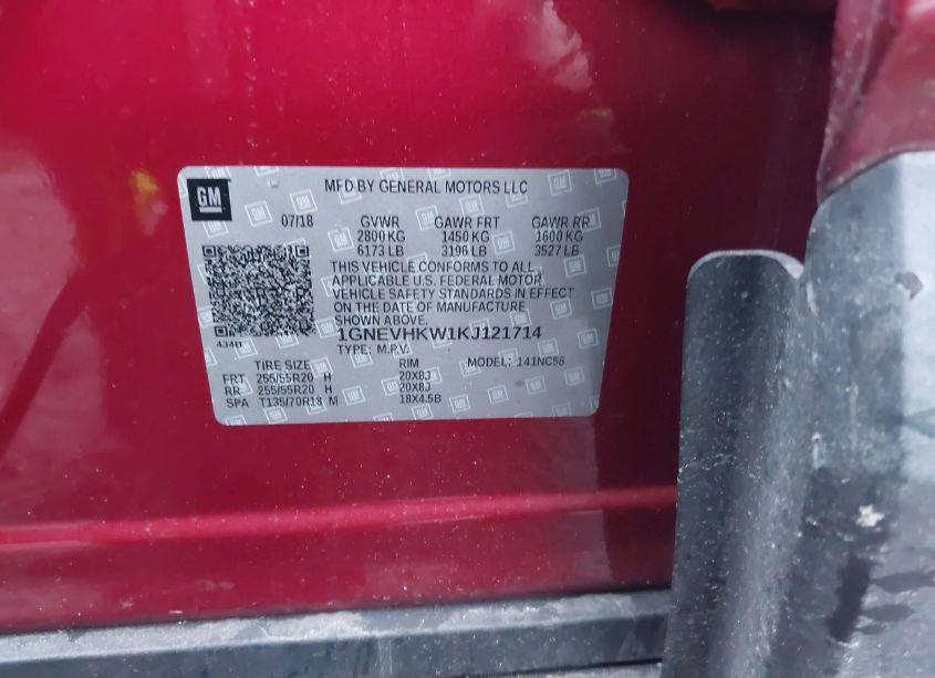 Photo 9 of 2019 Chevrolet Traverse 3LT (VIN 1GNEVHKW1KJ121714)