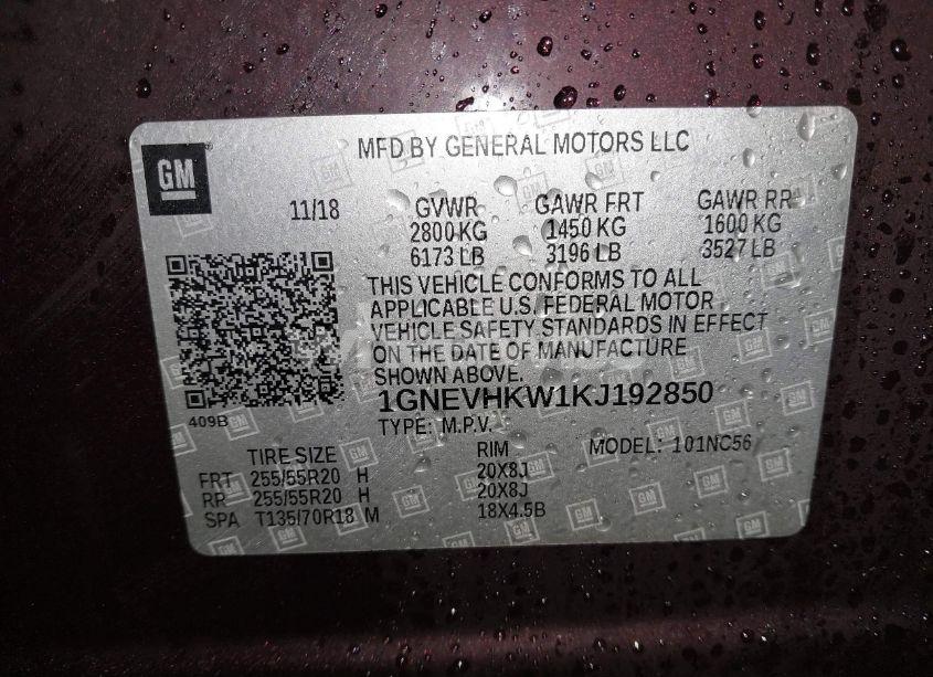 Photo 9 of 2019 Chevrolet Traverse 3LT (VIN 1GNEVHKW1KJ192850)