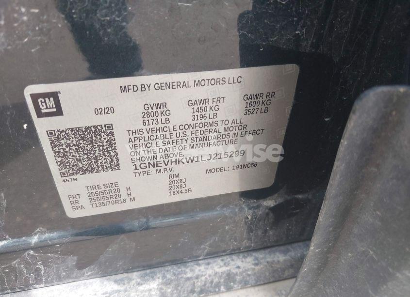 Photo 9 of 2020 Chevrolet Traverse AWD LT LEATHER (VIN 1GNEVHKW1LJ215299)