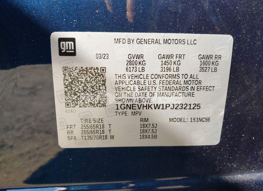 Photo 9 of 2023 Chevrolet Traverse AWD LT LEATHER (VIN 1GNEVHKW1PJ232125)