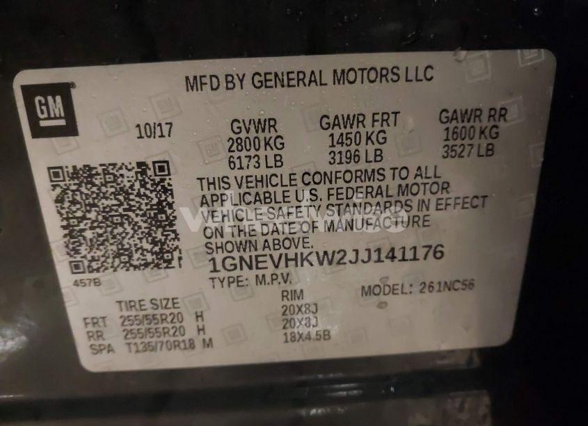 Photo 9 of 2018 Chevrolet Traverse 3LT (VIN 1GNEVHKW2JJ141176)