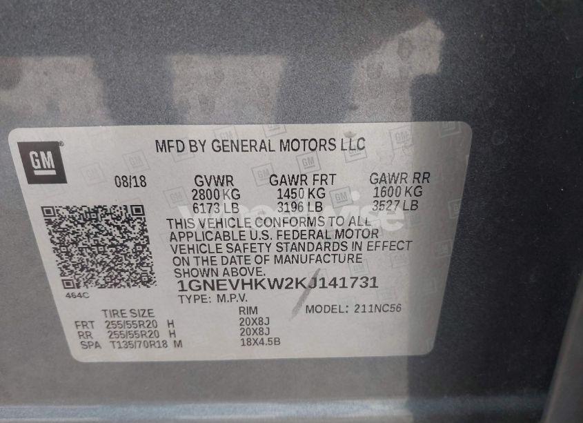 Photo 9 of 2019 Chevrolet Traverse 3LT (VIN 1GNEVHKW2KJ141731)