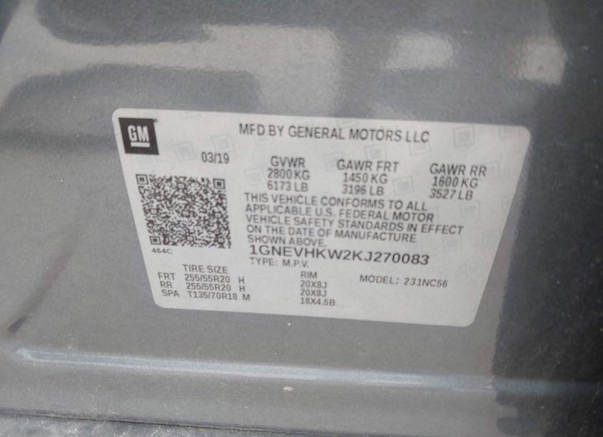 Photo 9 of 2019 Chevrolet Traverse 3LT (VIN 1GNEVHKW2KJ270083)