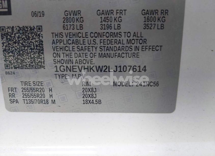 Photo 9 of 2020 Chevrolet Traverse AWD LT LEATHER (VIN 1GNEVHKW2LJ107614)