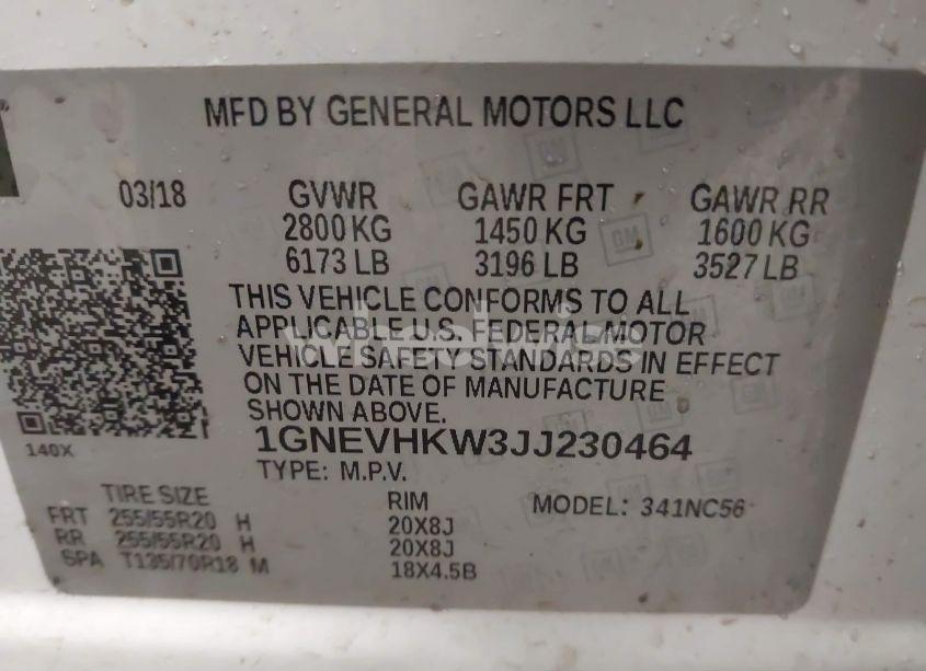 Photo 9 of 2018 Chevrolet Traverse 3LT (VIN 1GNEVHKW3JJ230464)