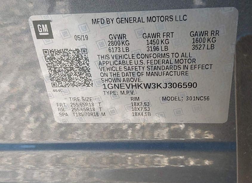 Photo 9 of 2019 Chevrolet Traverse 3LT (VIN 1GNEVHKW3KJ306590)