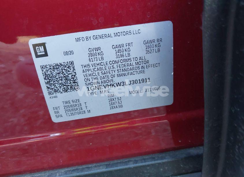 Photo 9 of 2020 Chevrolet Traverse AWD LT LEATHER (VIN 1GNEVHKW3LJ301911)