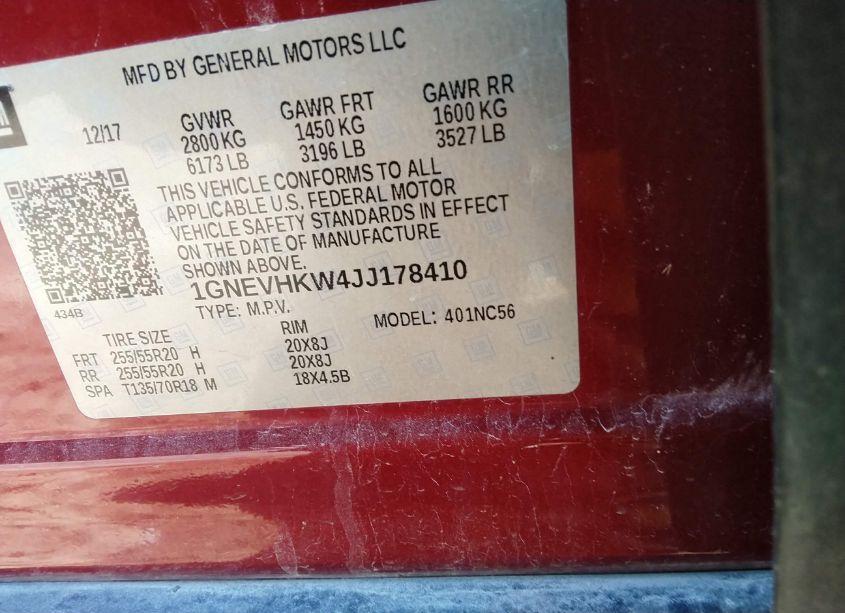 Photo 9 of 2018 Chevrolet Traverse 3LT (VIN 1GNEVHKW4JJ178410)