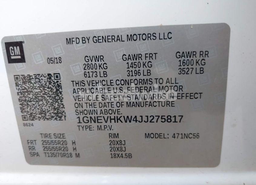 Photo 9 of 2018 Chevrolet Traverse 3LT (VIN 1GNEVHKW4JJ275817)