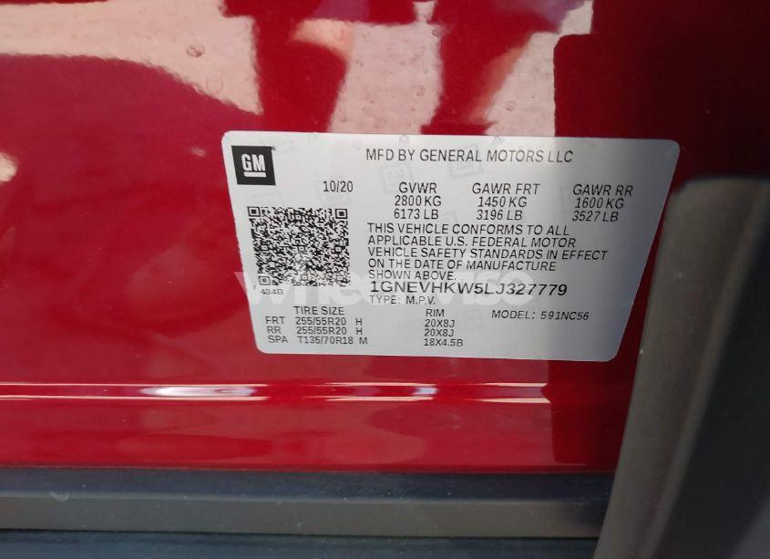 Photo 9 of 2020 Chevrolet Traverse AWD LT LEATHER (VIN 1GNEVHKW5LJ327779)