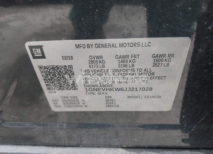 Photo 9 of 2018 Chevrolet Traverse 3LT (VIN 1GNEVHKW6JJ217028)