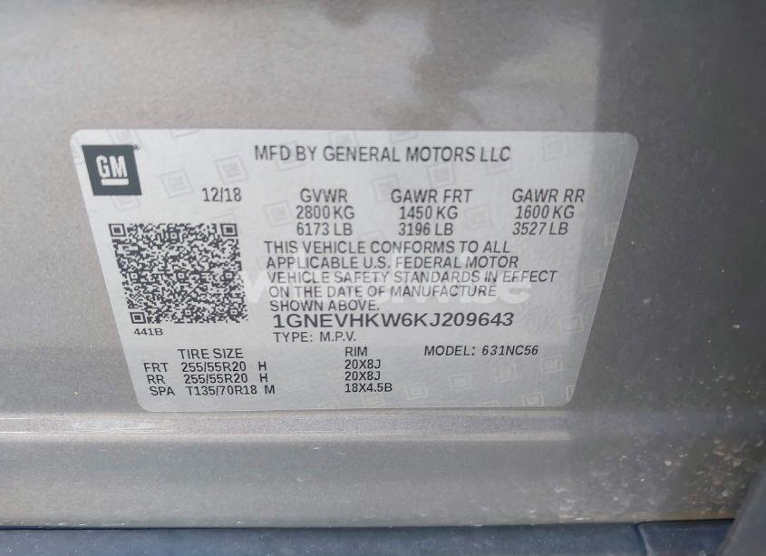 Photo 9 of 2019 Chevrolet Traverse 3LT (VIN 1GNEVHKW6KJ209643)