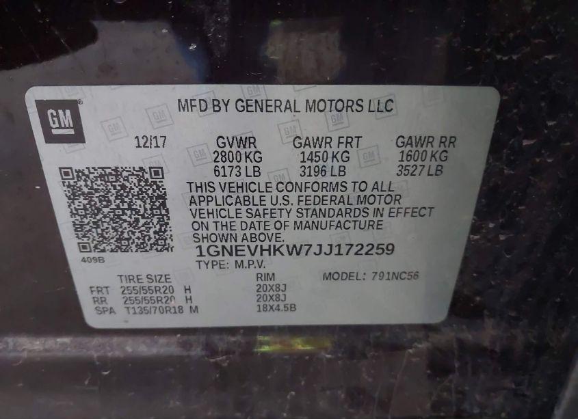 Photo 9 of 2018 Chevrolet Traverse 3LT (VIN 1GNEVHKW7JJ172259)