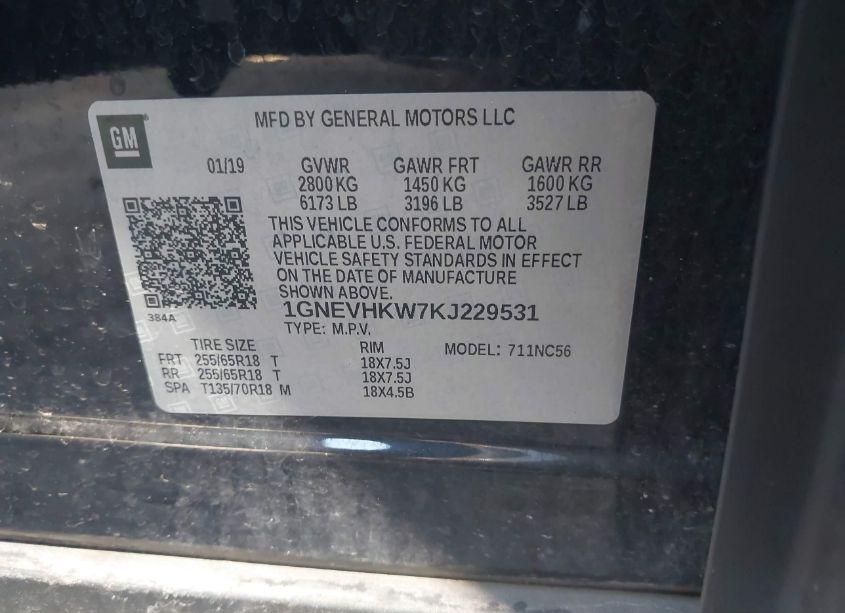 Photo 9 of 2019 Chevrolet Traverse 3LT (VIN 1GNEVHKW7KJ229531)