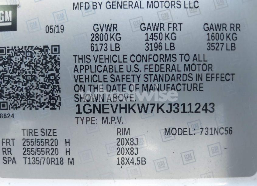 Photo 9 of 2019 Chevrolet Traverse 3LT (VIN 1GNEVHKW7KJ311243)