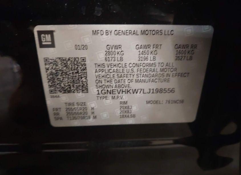 Photo 9 of 2020 Chevrolet Traverse AWD LT LEATHER (VIN 1GNEVHKW7LJ198556)