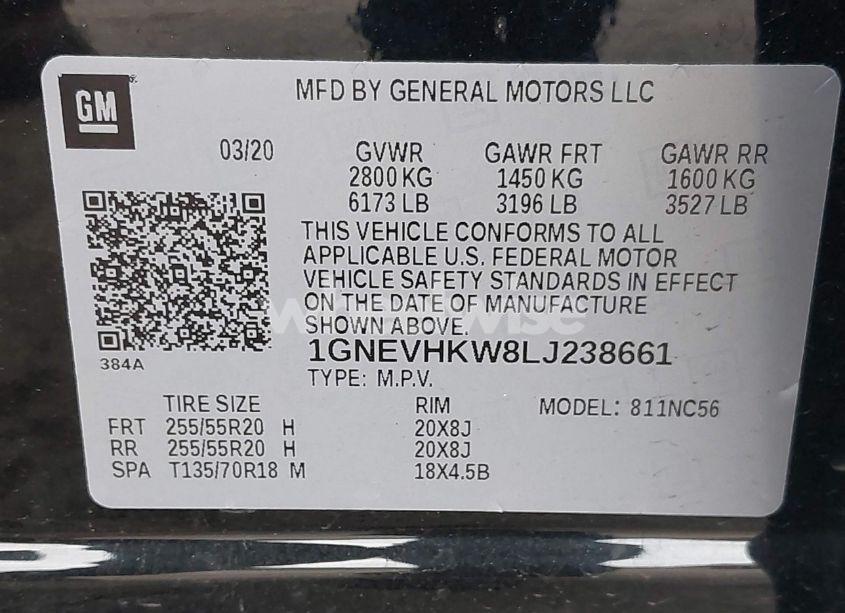 Photo 9 of 2020 Chevrolet Traverse AWD LT LEATHER (VIN 1GNEVHKW8LJ238661)